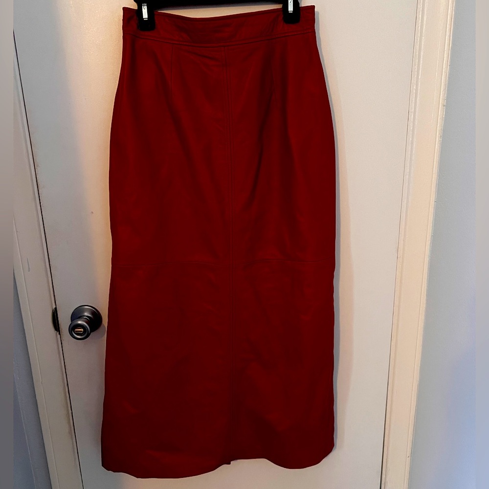 Vintage Preston & York Deep Red Leather Skirt